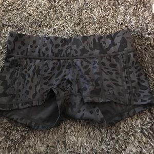 Lulu lemon black leopard workout shorts